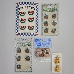 Lot Of Vintage Buttons - Cats Watermelons Baskets
